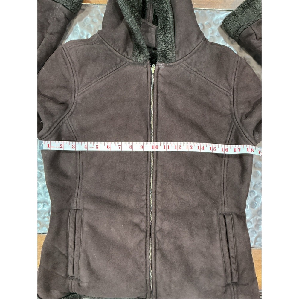 Faux Suede And Shearling Lined coat women Small, Dark Brown, Hooded, Classic - Picture 10 of 11
